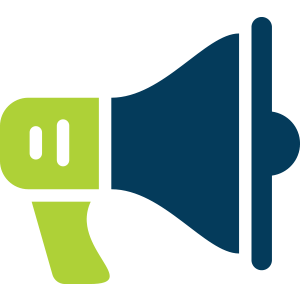 An icon of a megaphone depicting getting involved