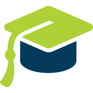 An icon of a graduation hat depicting Scholarship